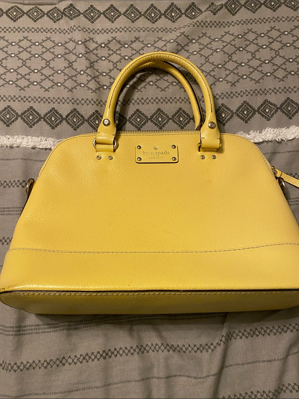 kate spade Yellow Leather Dome Satchel with Top Handles